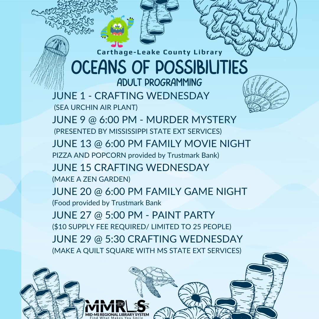 CarthageLeake County Library 2022 Adult Summer Reading Program Mid