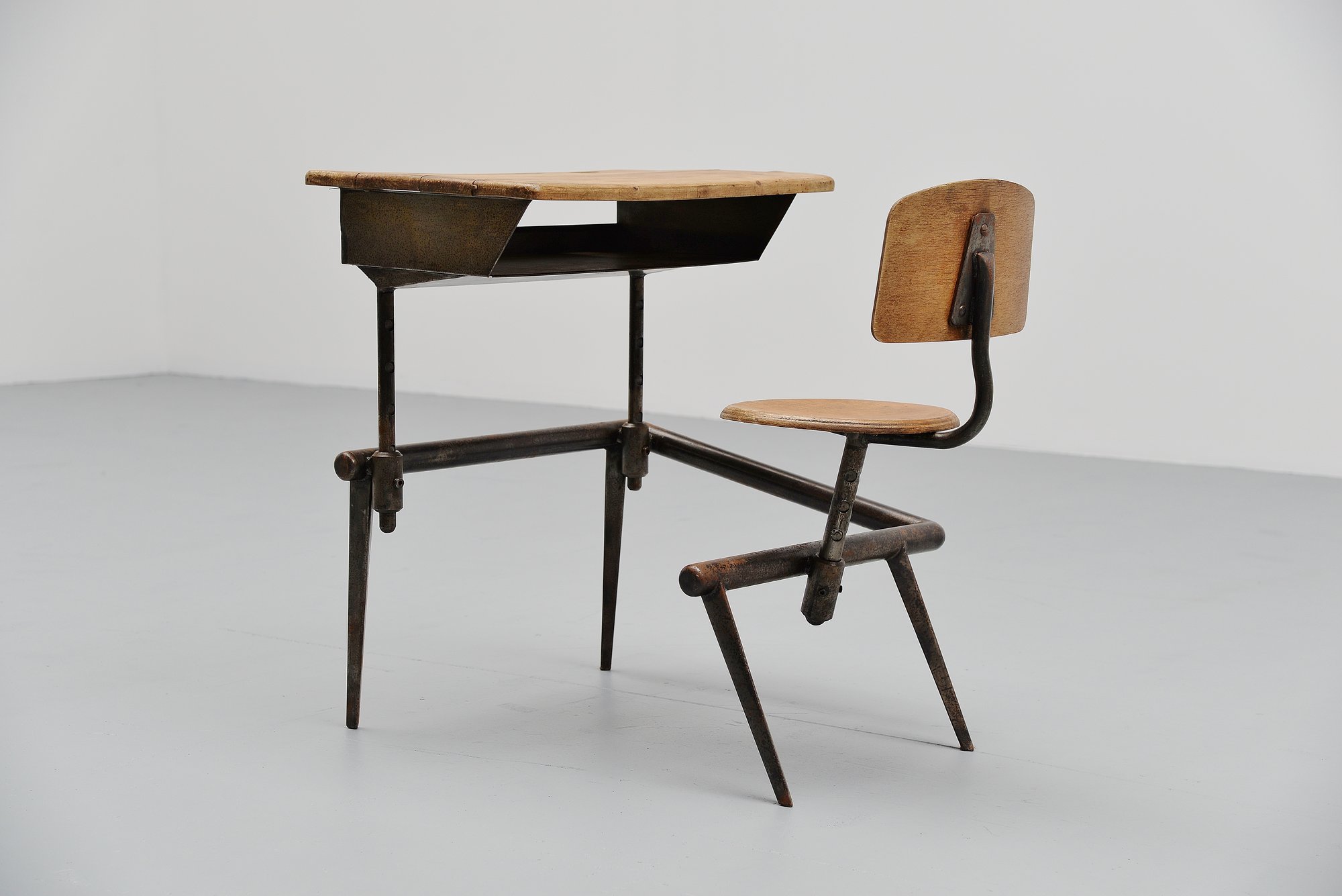 Jean Prouve school desk pupitre No. 800 France 1952 Mid Mod Design