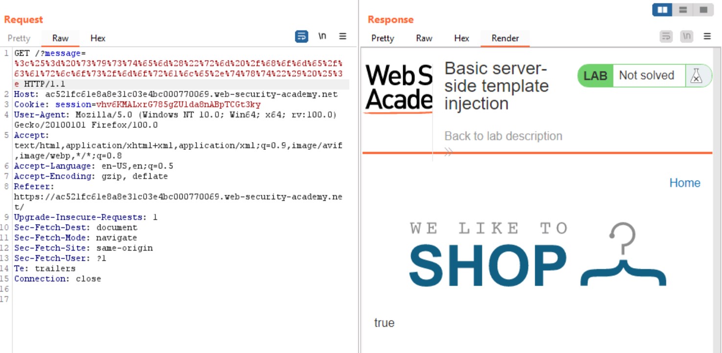Writeup Basic serverside template injection Midnight Cyber Security