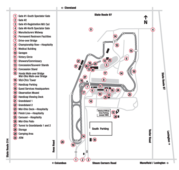Mid Ohio Sports Car Course Facility Map