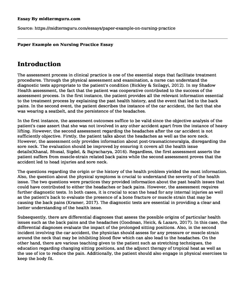 📚 Paper Example on Nursing Practice Free Essay, Term Paper Example