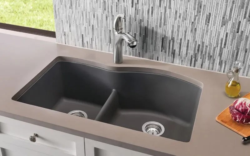 Blanco Diamond L40/60R Low Divide Undermount Midwest Tile Marble and