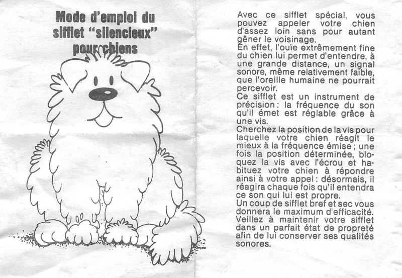 mode d'emploi du sifflet pour chien Se connaître