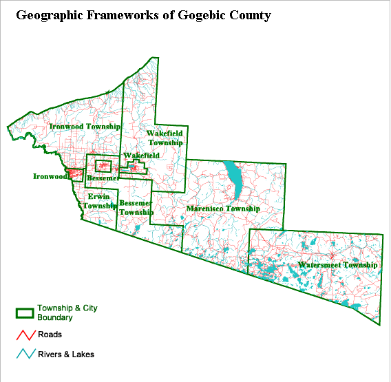 Maps Gogebic County, Michigan Genealogy and History