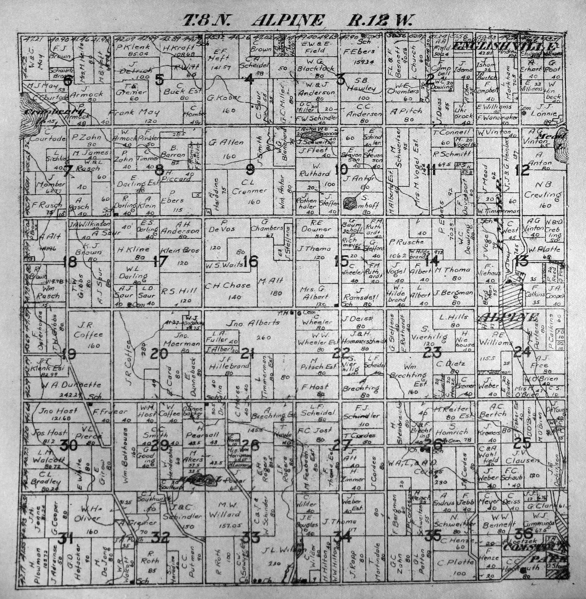 1921 Alpine Township Plat Map