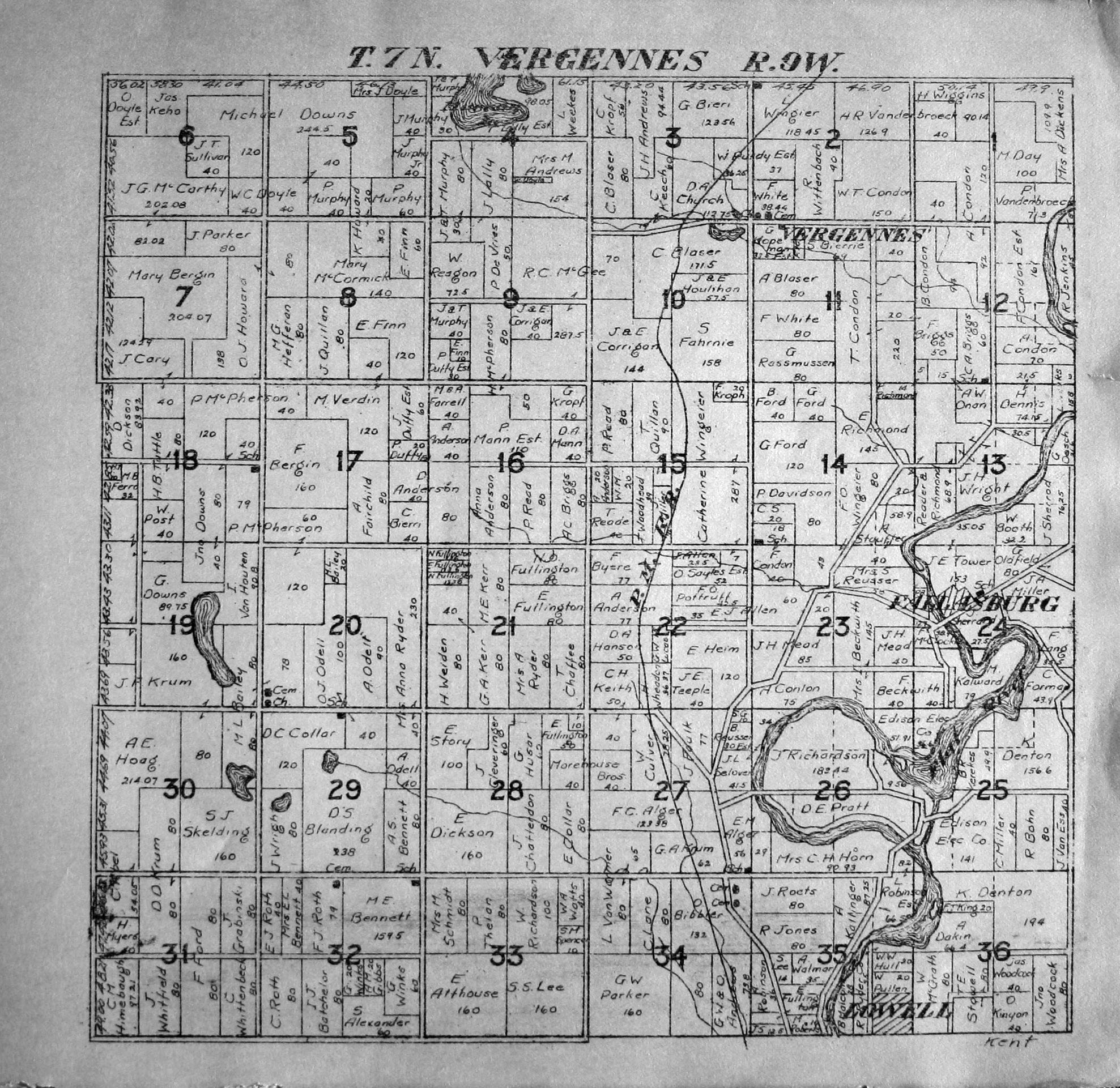 1921 Vergennes Township Plat Map
