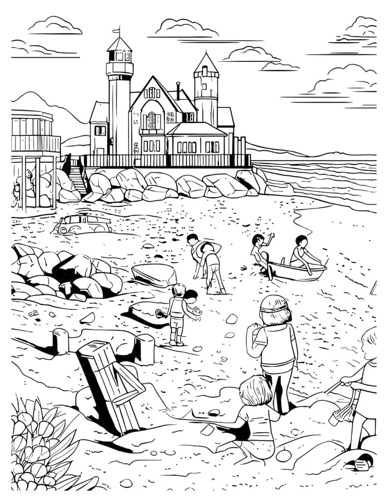 City Escape Coloring Page for Relaxation & Creativity