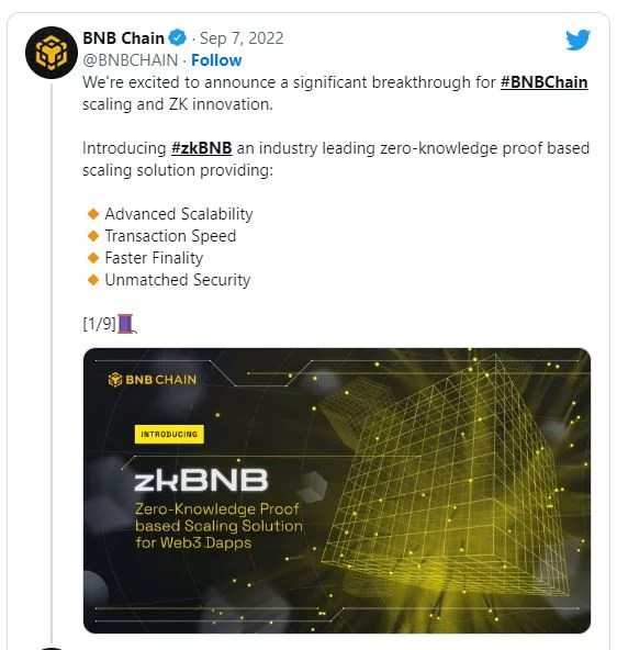 راهکار لایه ۲ زنجیره BNB با نام zkBNB روی شبکه آزمایشی راه‌اندازی شد