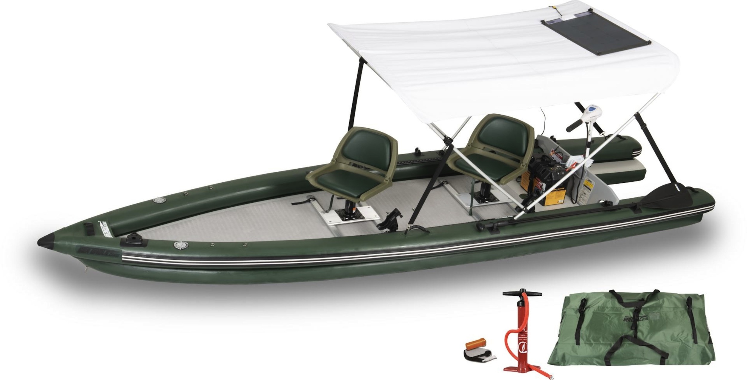Sea Eagle FSK16 Green Machine Fish Skiff Pkg Solar Panel Inflatable