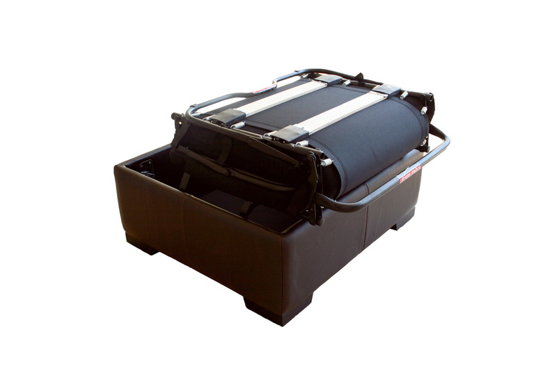 DARK BROWN FULL LEATHER SLEEPER OTTOMAN W/ PULL OUT HIDEAWAY STOWAWAY