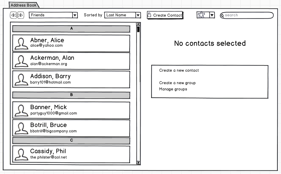Fidding with designs for a future Thunderbird address book Mike