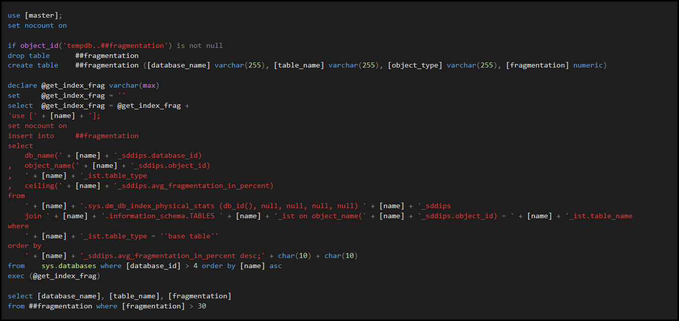 Find Index Fragmentation For All Databases Mikes Data Work