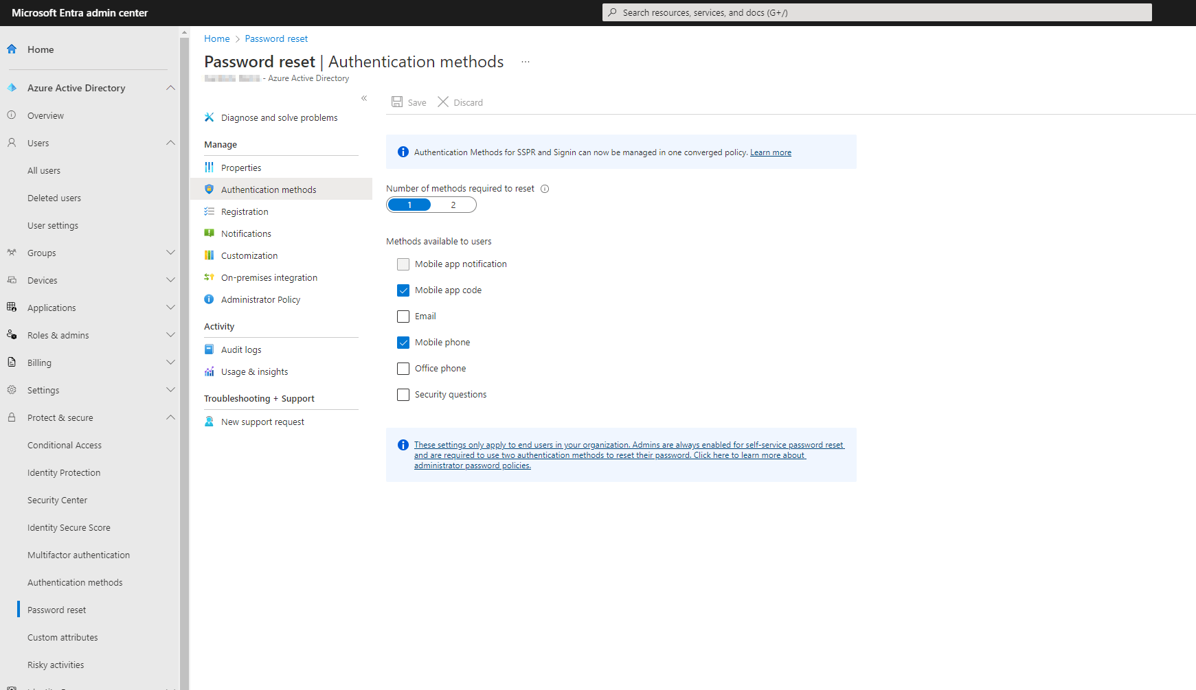 Migrate legacy SSPR/MFA authentication methods before January 2024