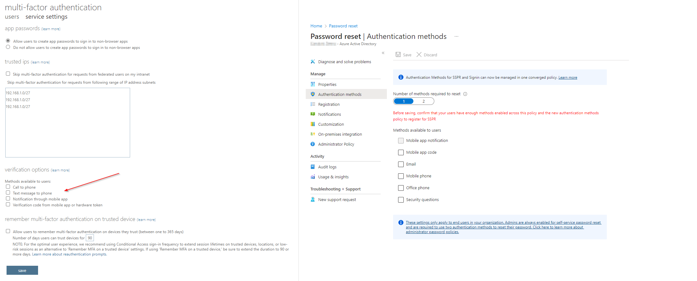 Migrate legacy SSPR/MFA authentication methods before January 2024