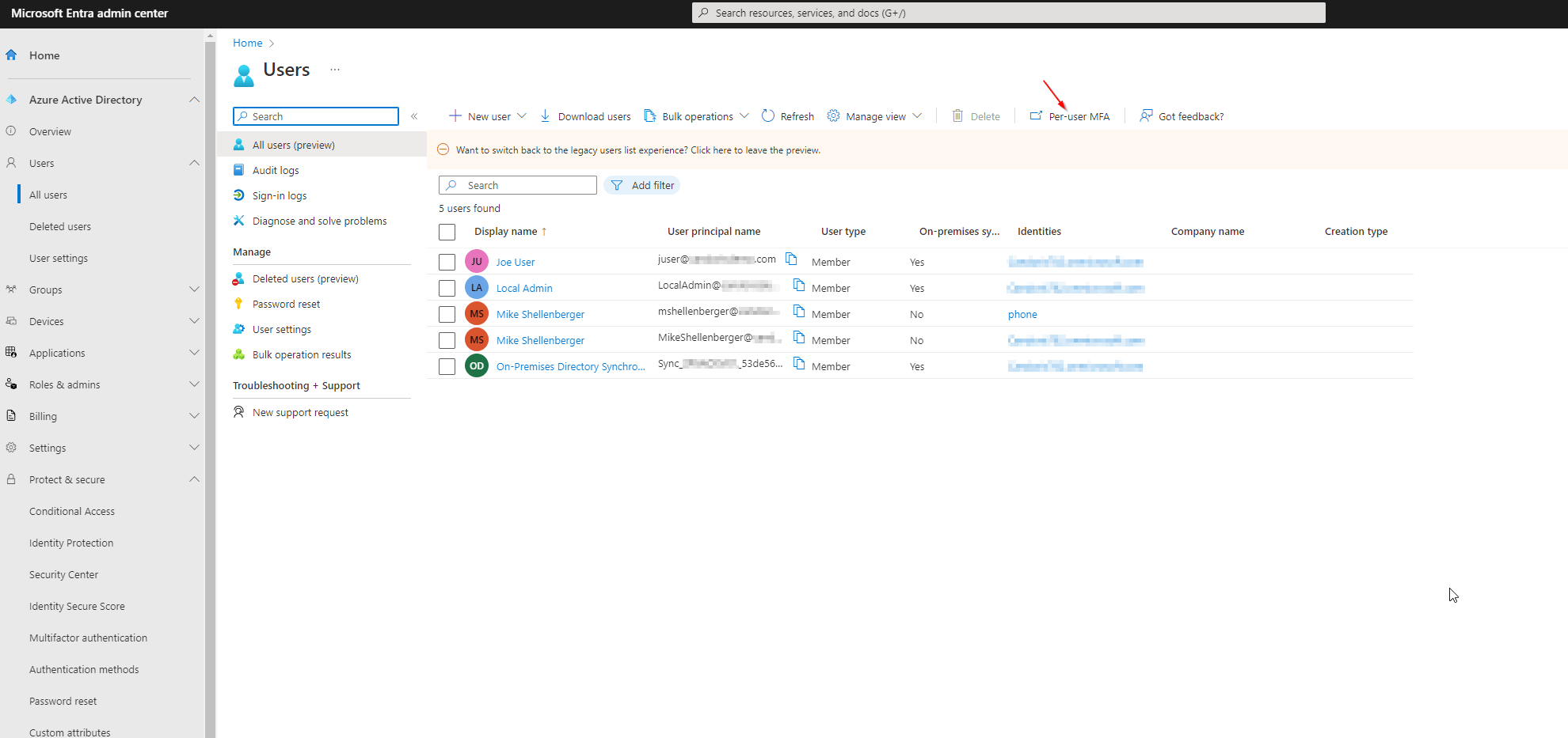 Migrate legacy SSPR/MFA authentication methods before January 2024