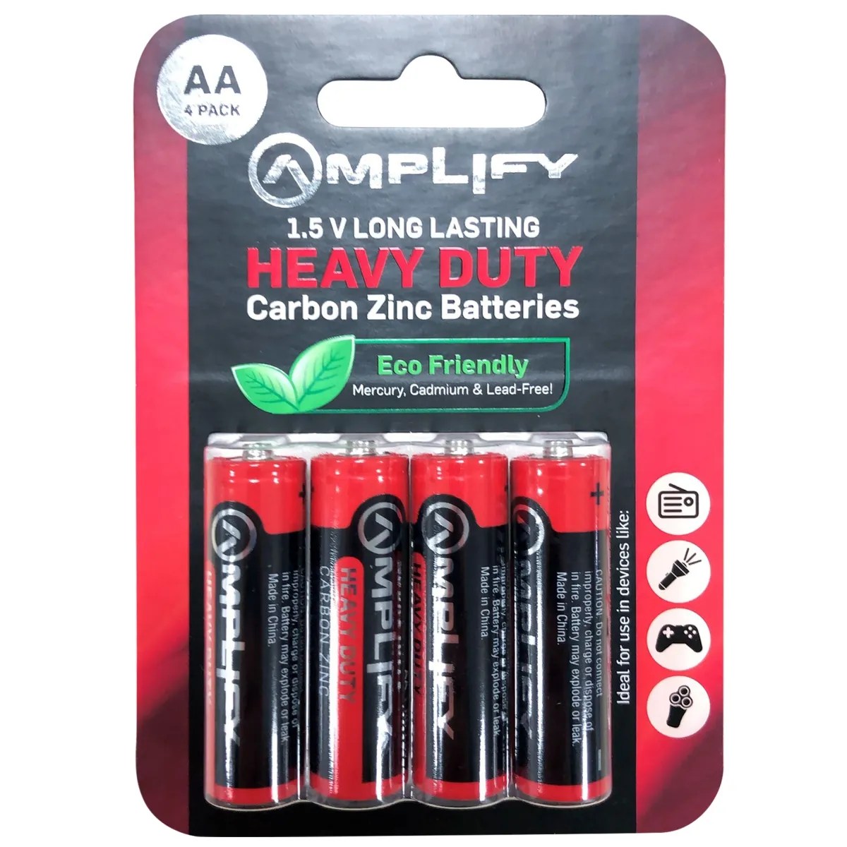 Amplify Heavy Duty AA Carbon Zinc 4 Pack Batteries MikroTech