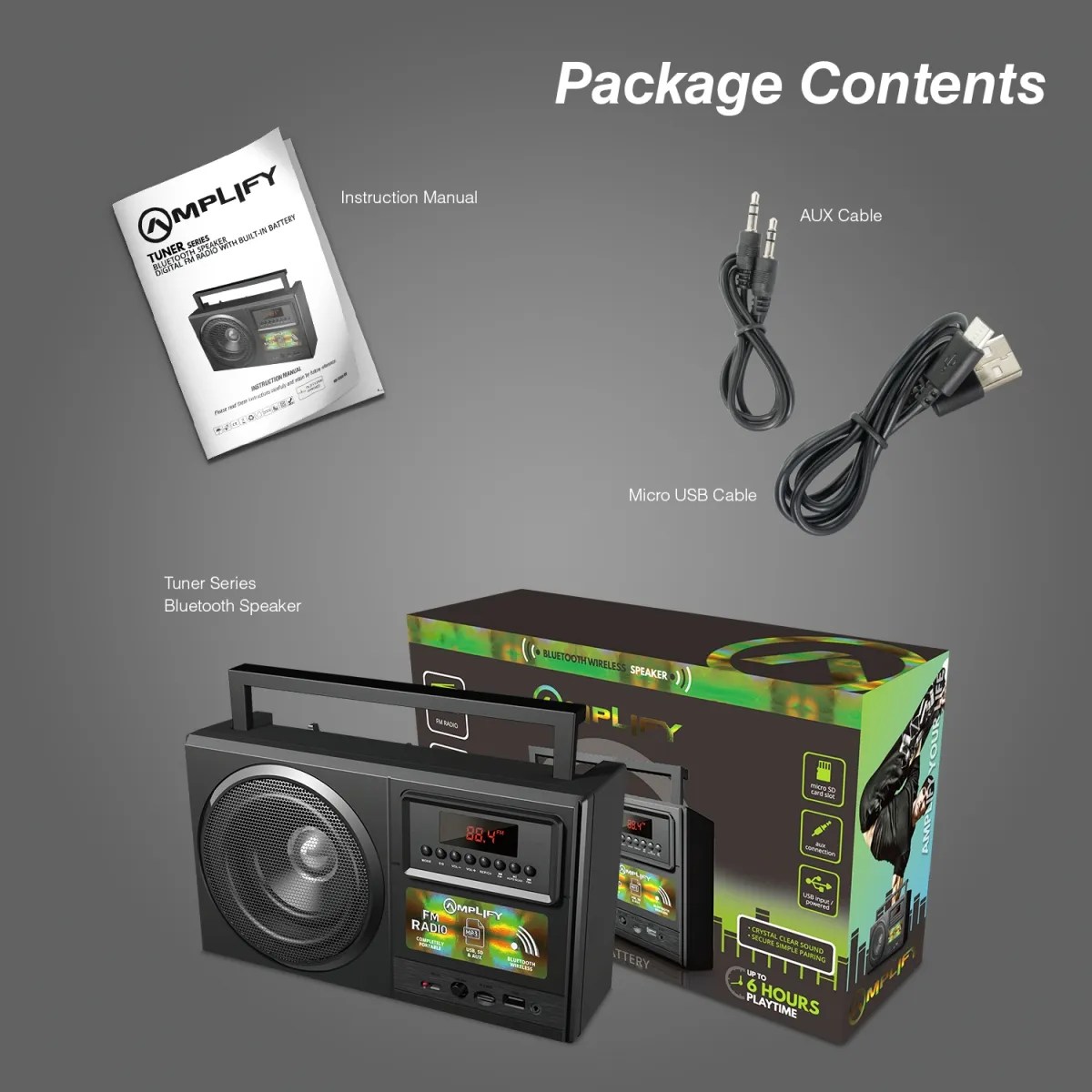 Amplify Tuner Series Bluetooth Radio - Black - MikroTech