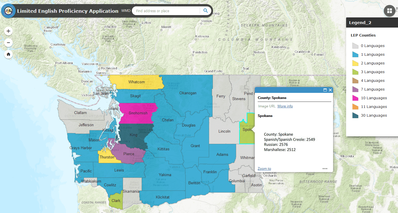 New map helps visualize language access needs statewide Washington