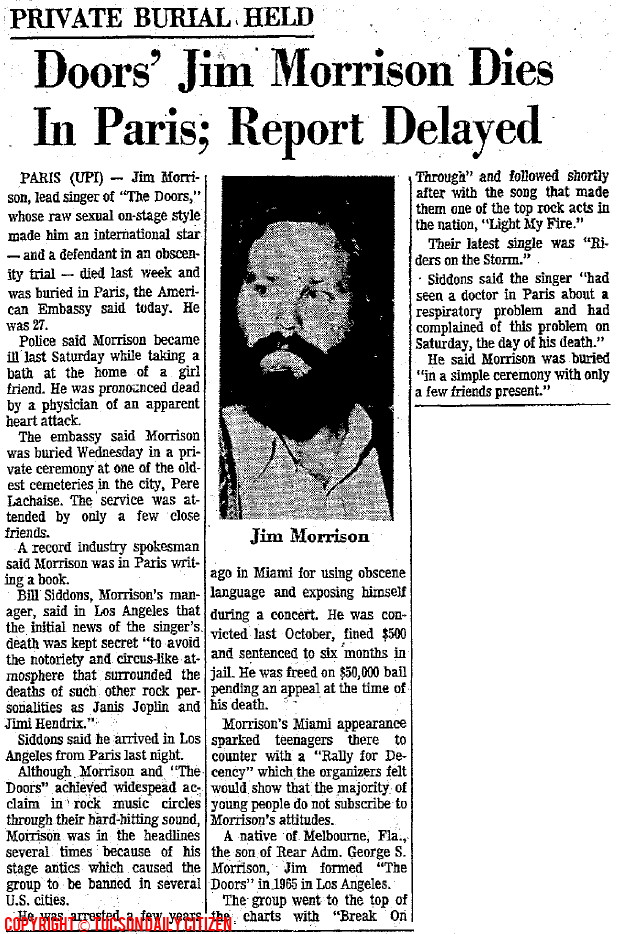 The Doors Newspaper Articles