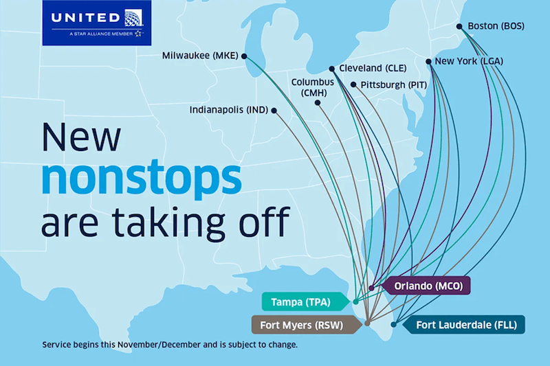 Booked United Increases Nonstop Service to Florida