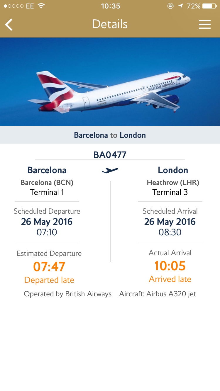 Barcelona to London with British Airways the long way Miles from