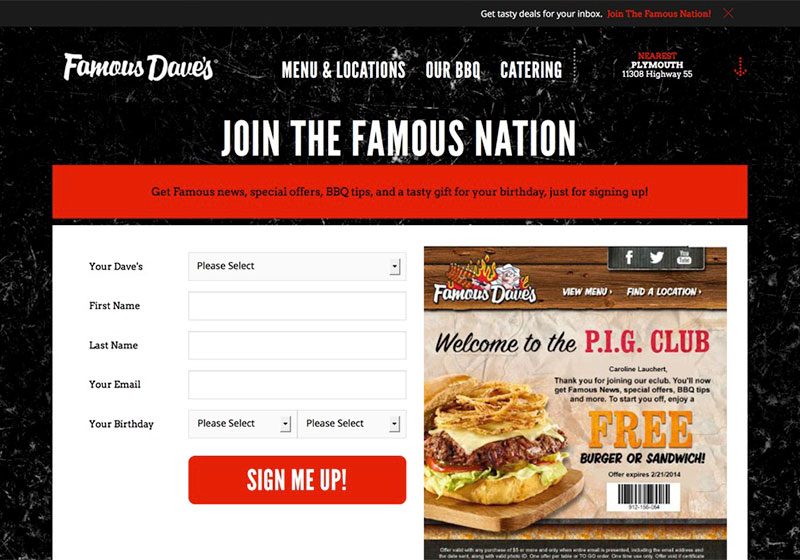 Famous Dave's Miles Interactive