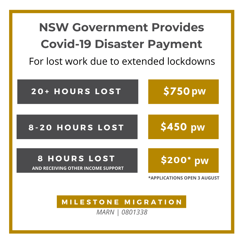 NSW Government Offers Covid19 Disaster Payments Milestone Migration