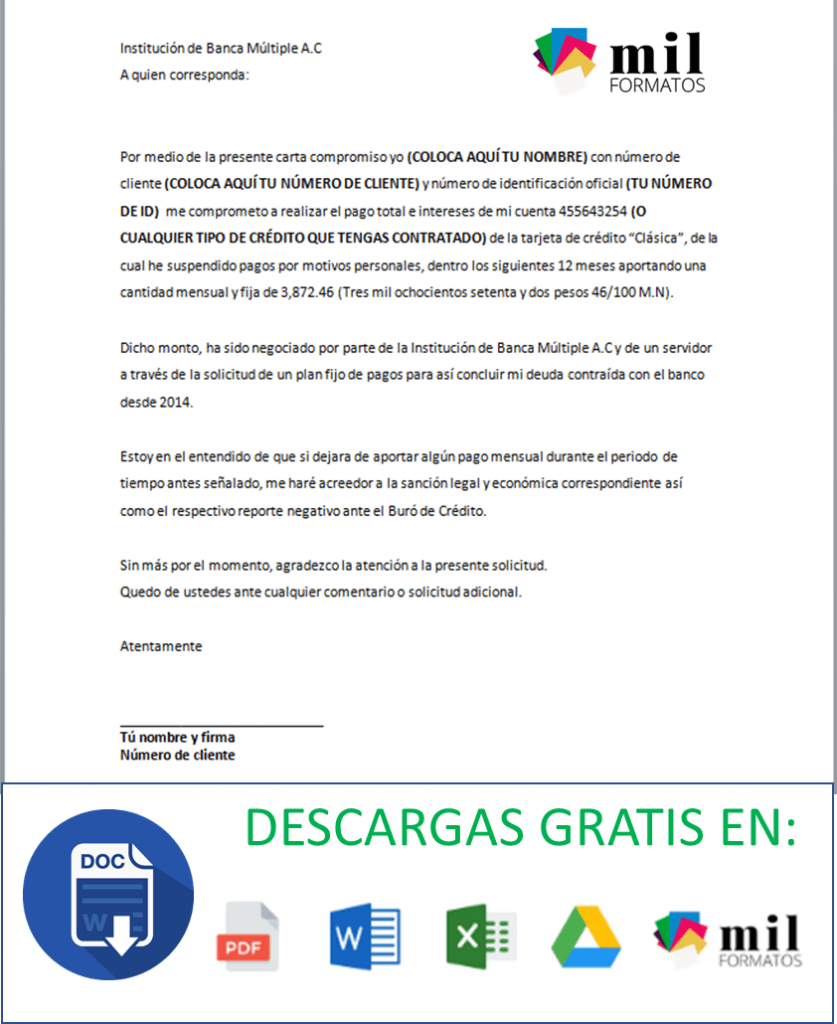 Carta Compromiso > Formatos y Ejemplos Laboral, Escolar