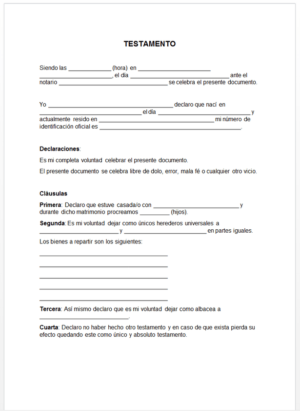 Como Se Hace Un Testamento Ejemplo Nuevo Ejemplo