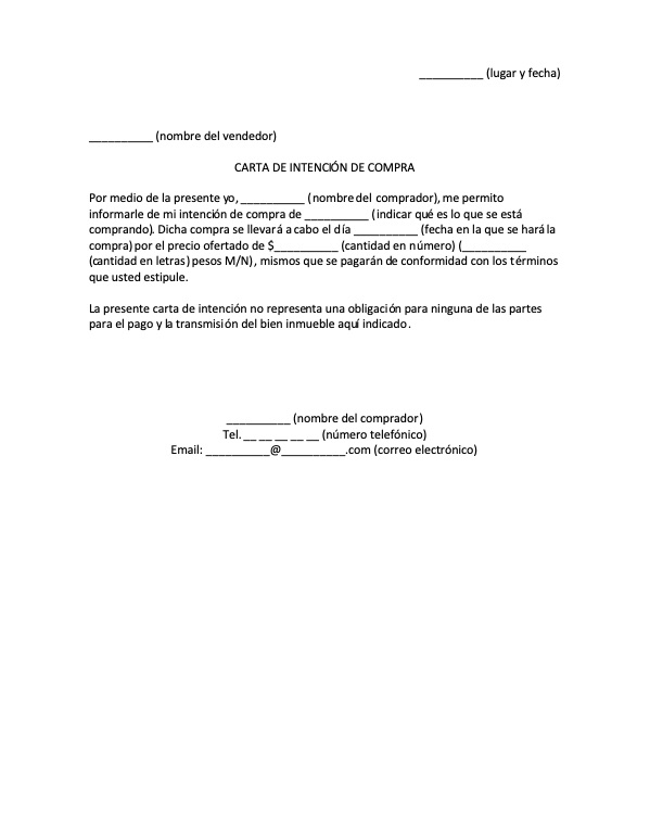 Ejemplo De Carta Intencion De Renta Modelo de Informe