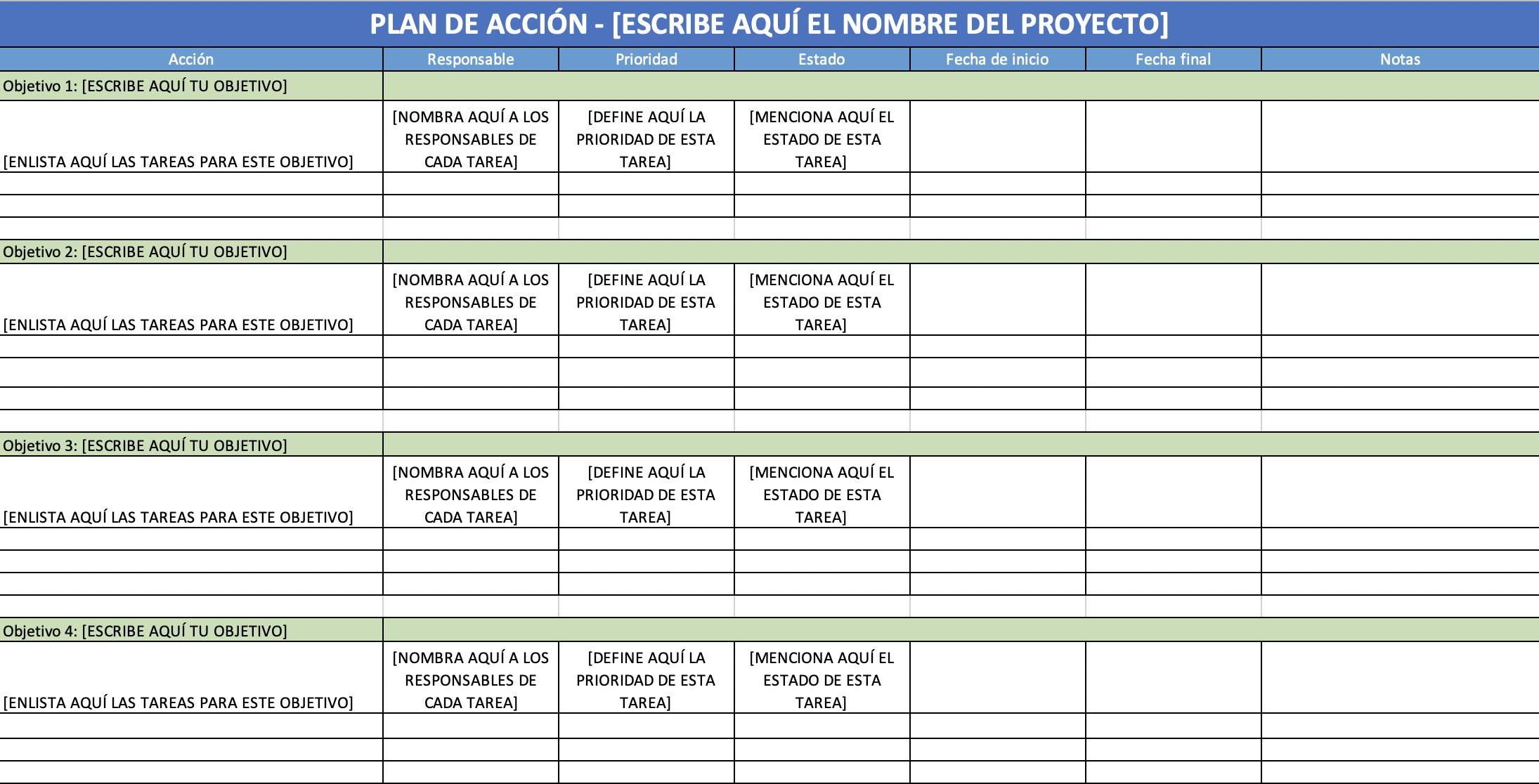 Plan de Acción » Ejemplos y Formatos Excel, Word, PDF【2024