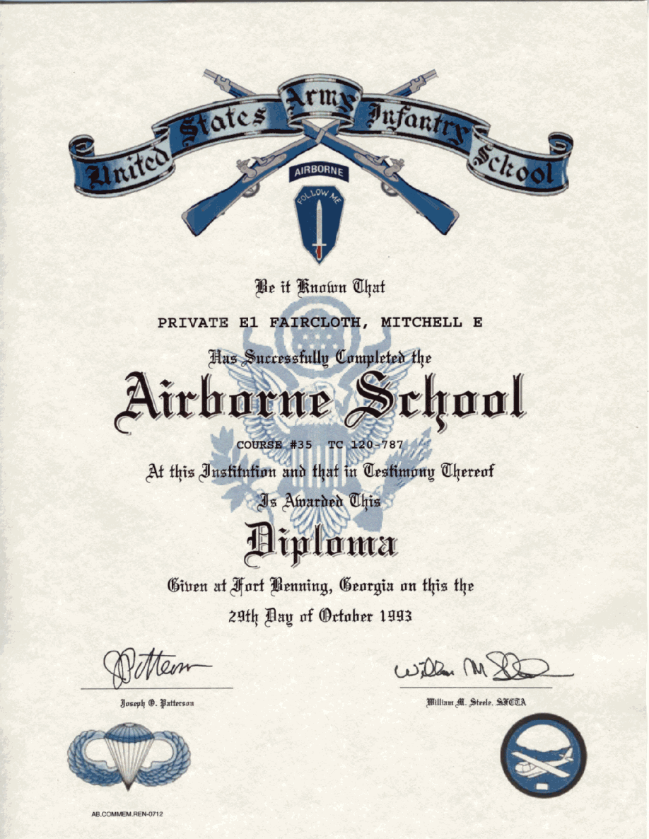 Airborne Basic School certificate