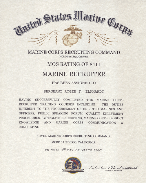 USMC MOS 8411 Marine Recruiter