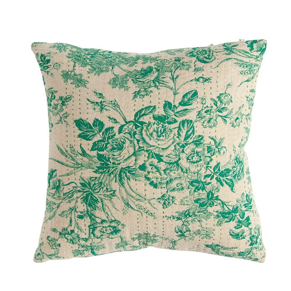 green floral pillow milkpaint