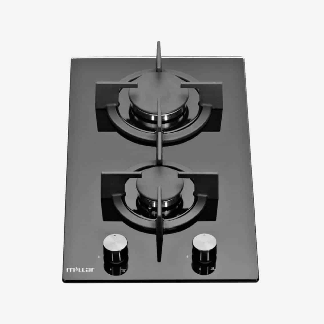 Black 30cm domino gas on glass hob Millar Int'l Ltd