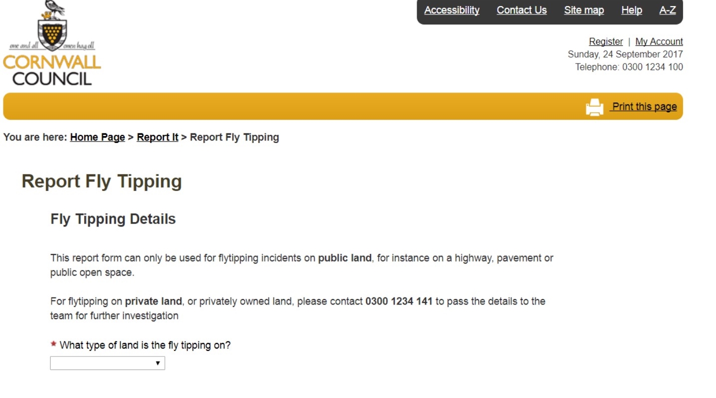 fly tipping Millbrook Parish Council