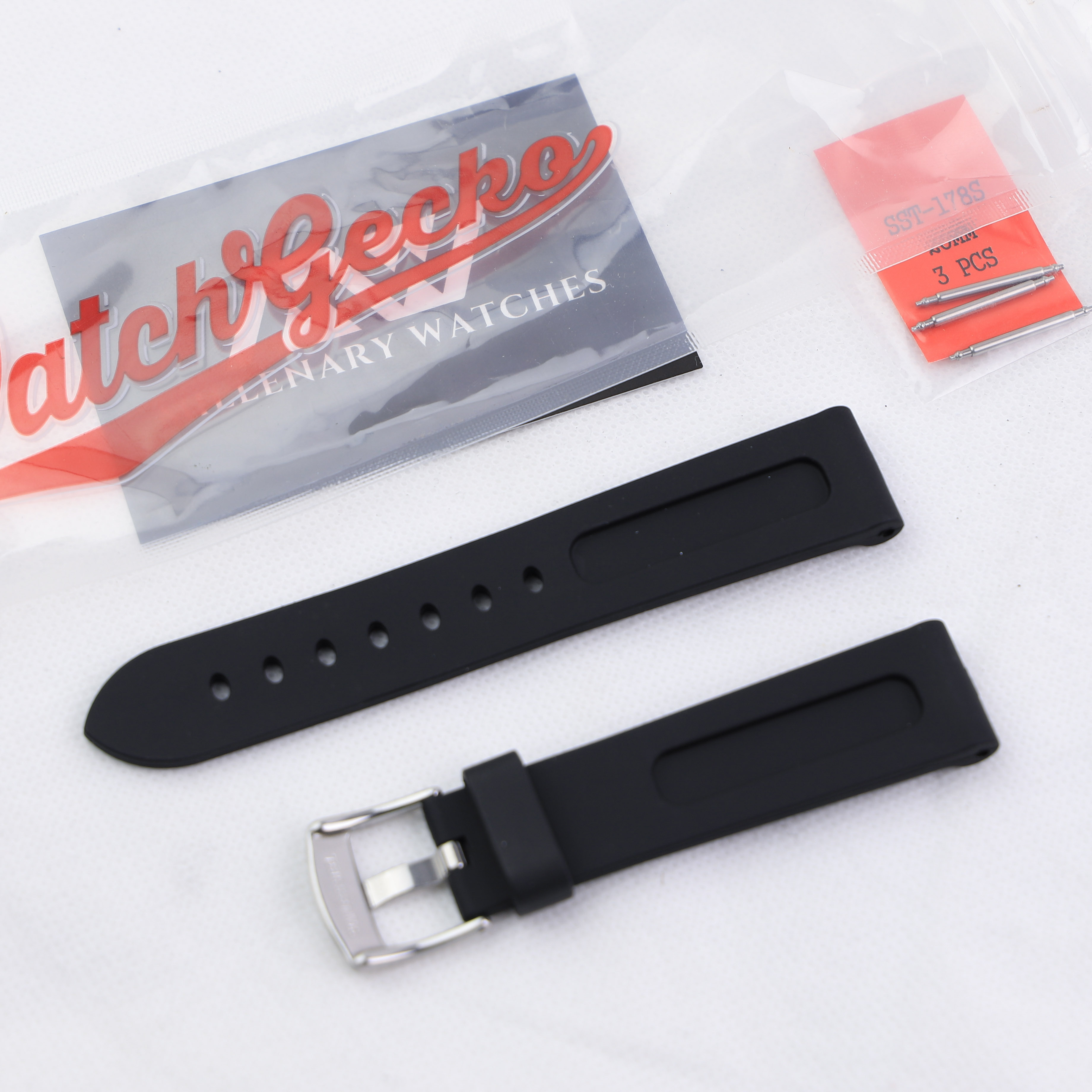 WatchGecko Black Rubber Strap 20mm Millenary Watches