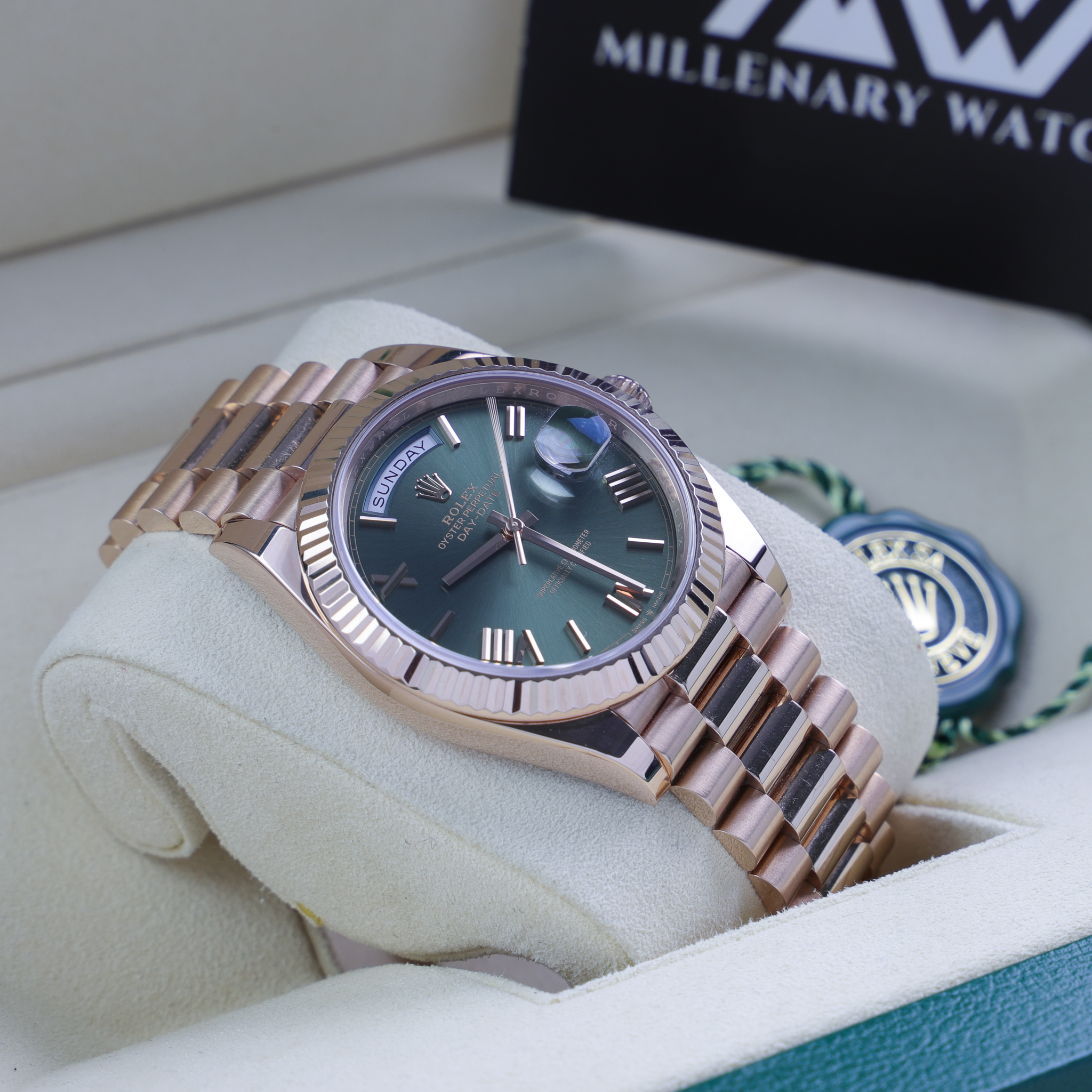 Rolex Day Date 40 Olive Green 60th Anniversary 228235 2018 Millenary Watches