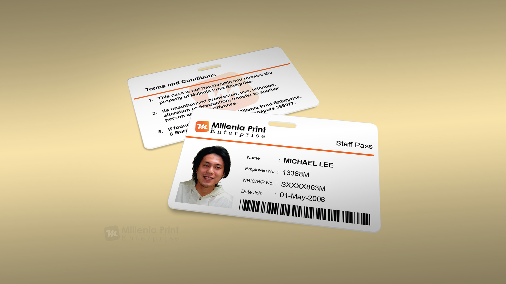 Print Staff Photo ID Card / Staff Badge / Employee Pass Millenia
