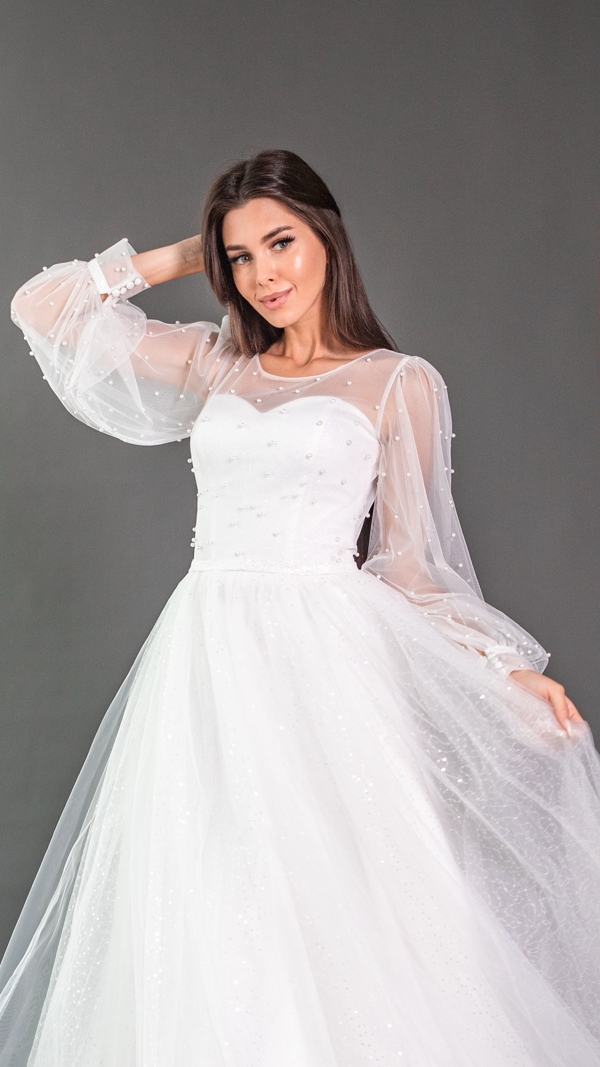 «Аниса» — свадебное платье с рукавами фонариками купить в