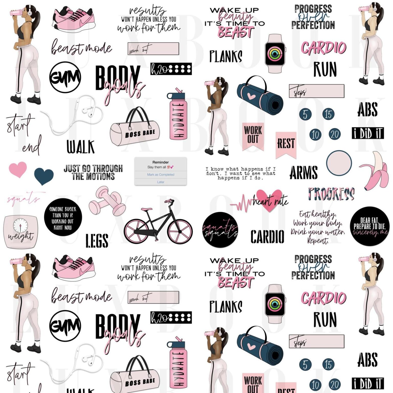 Exercise Sticker Collection Millennial Boss