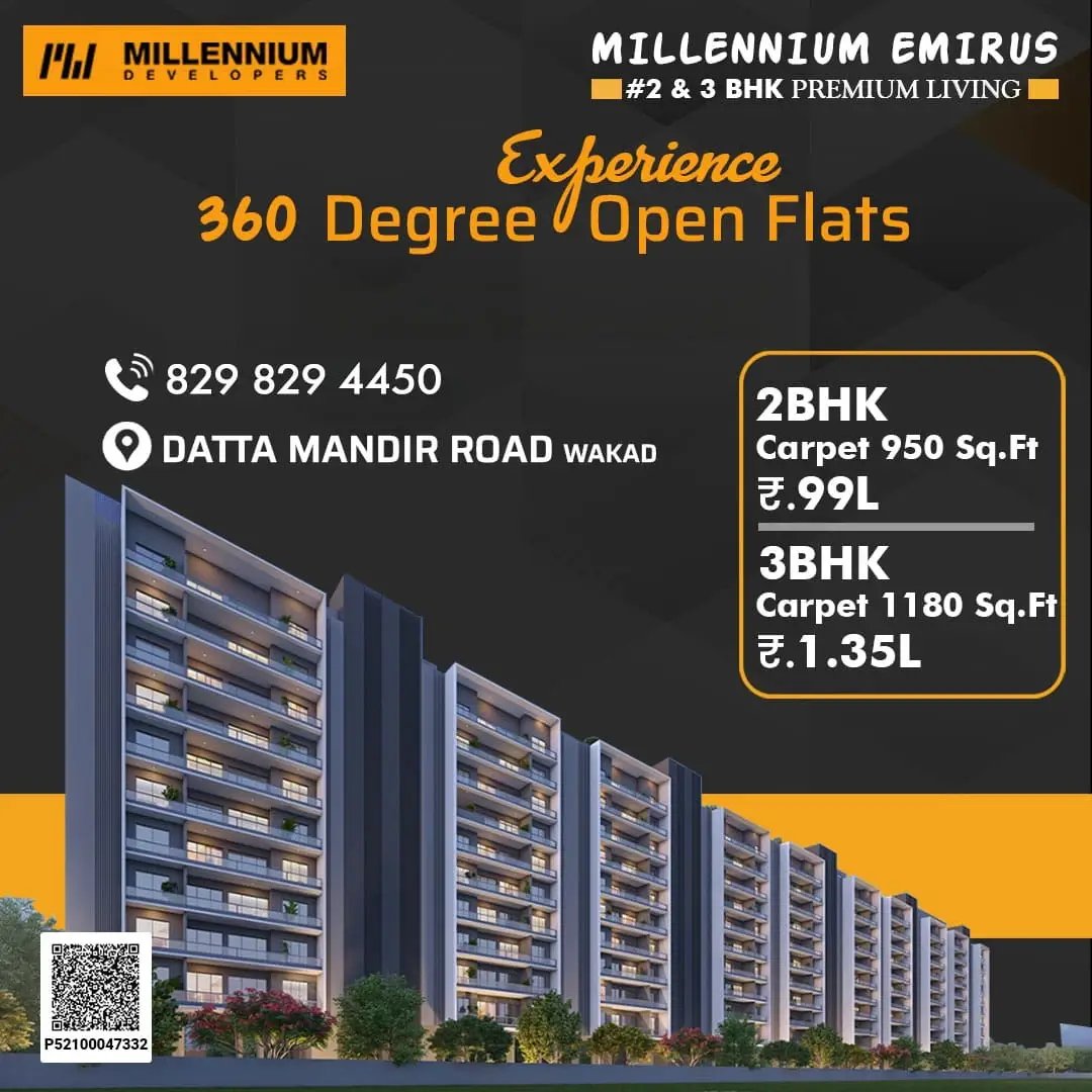 Millennium Emirus 2, 3 BHK Flats for sale in Wakad, Pune.
