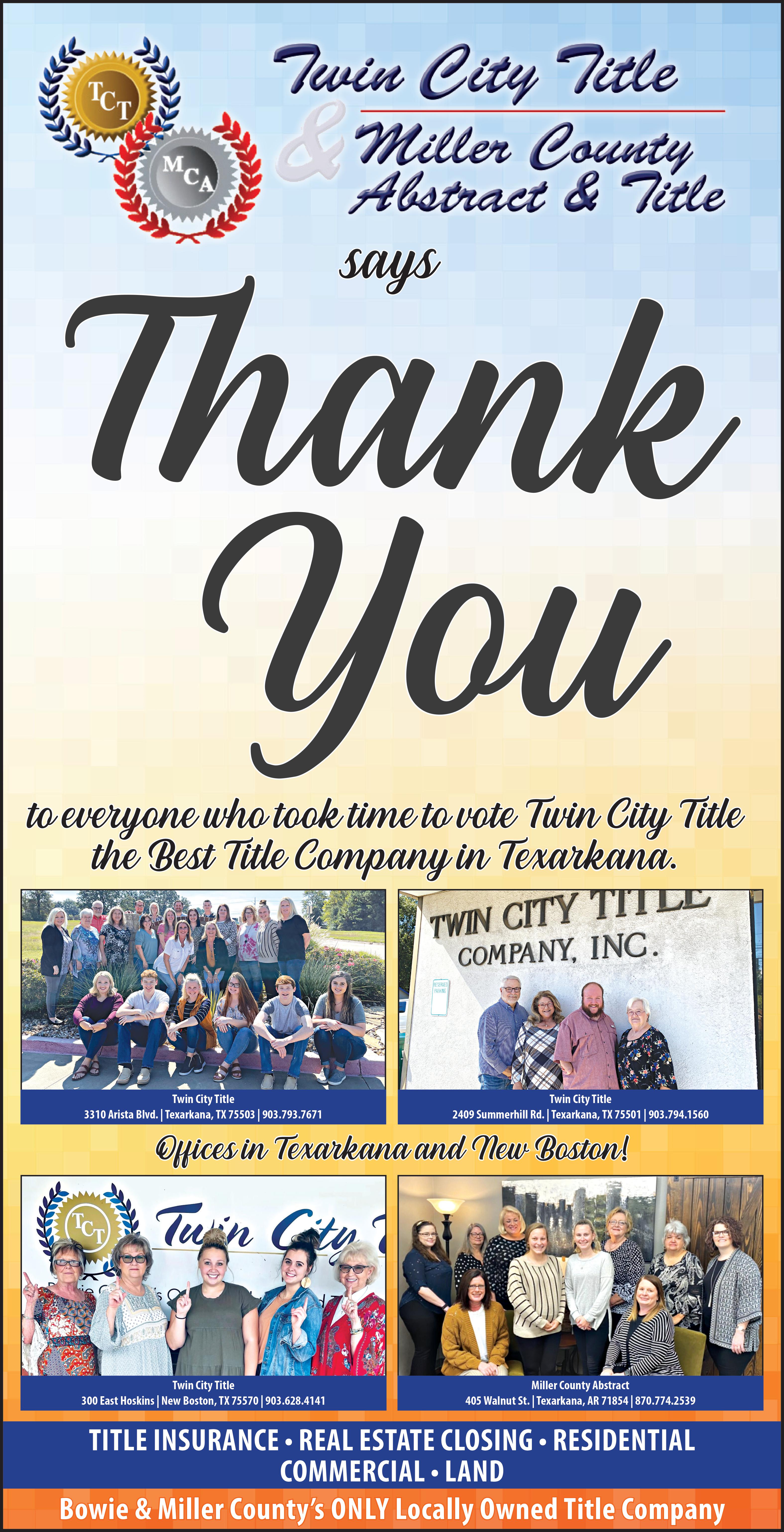 Miller County Abstract & Title Texarkana, TX Mortgage Underwriting