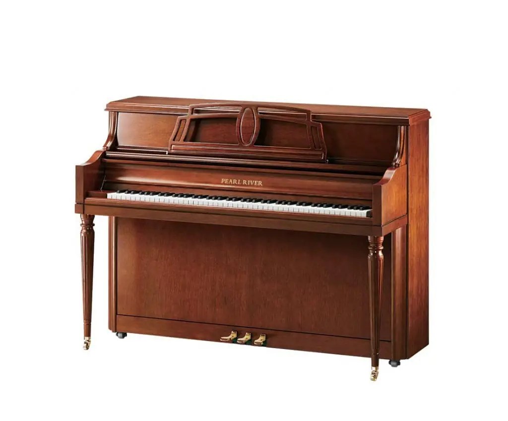 Pearl River EU111PB AmericanStyled Fluted Round Leg Miller Piano