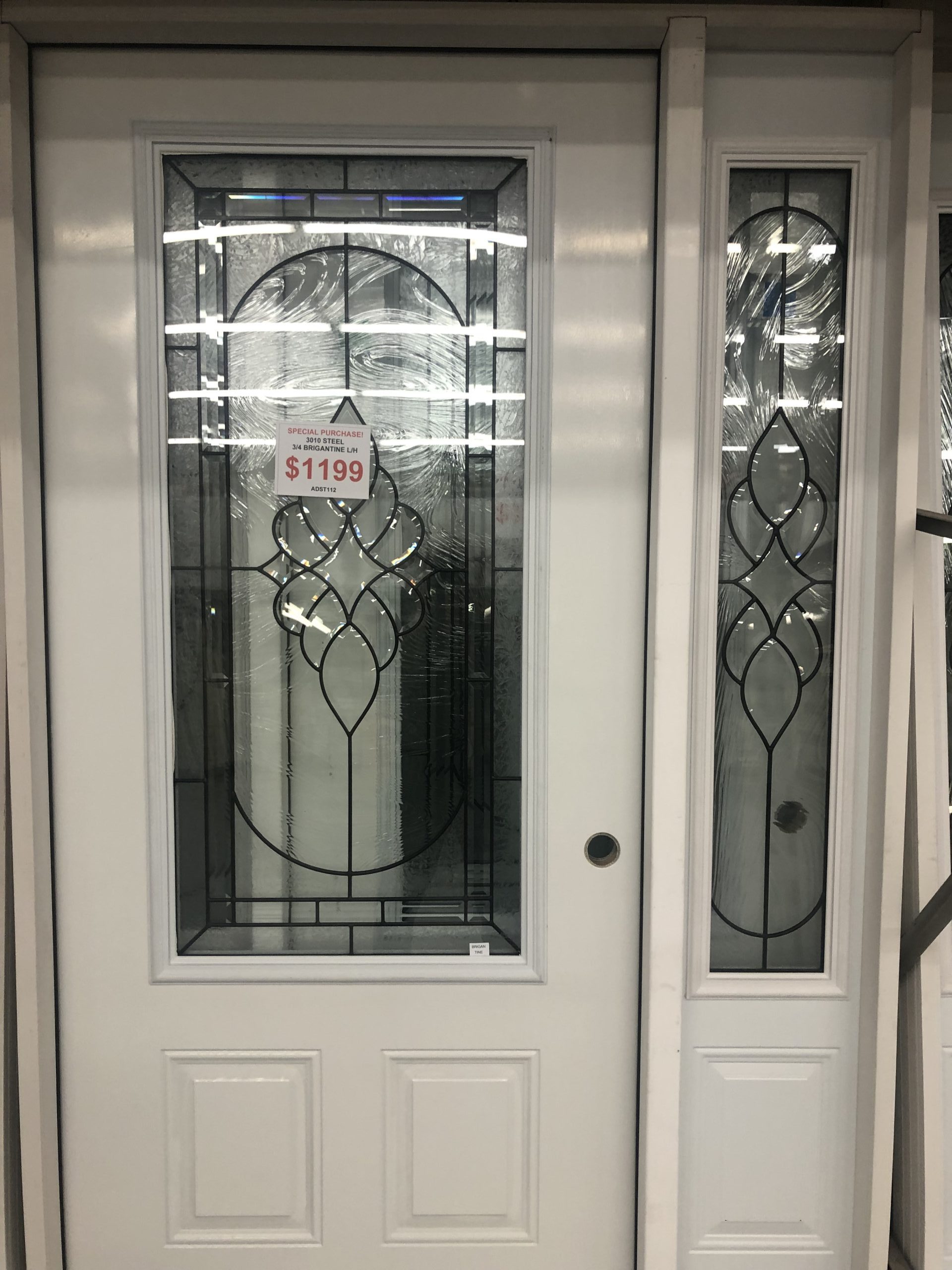 3/0 x 1/0 Steel Exterior Door 3/4 Brigantine Lite Available in Left and