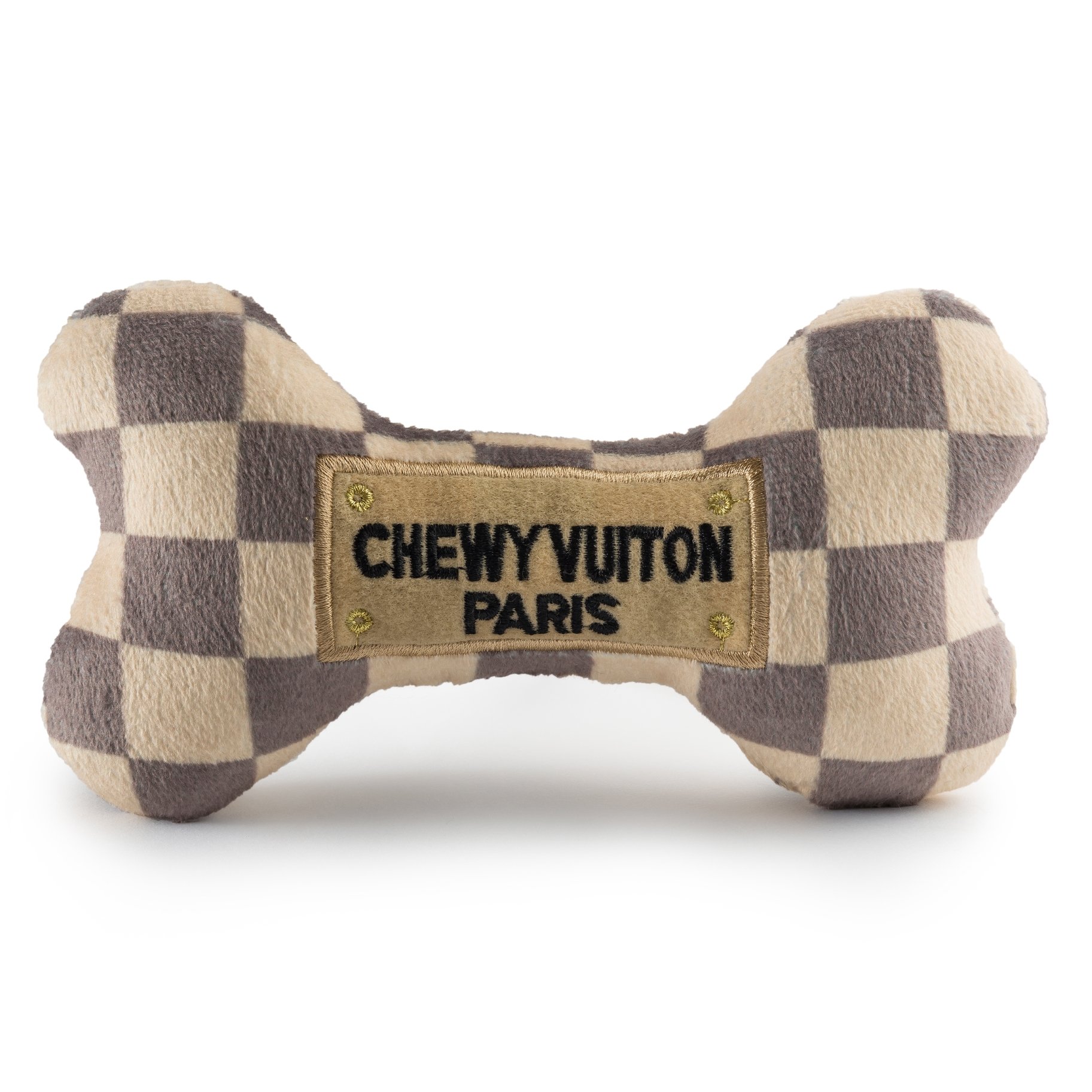Checker Chewy Vuiton Bone Toy Washable Puppy Pads, Pet Beds, Pet