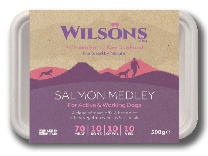 Wilsons Salmon Medley Premium Raw Frozen Dog Food 500g Millie's Paws