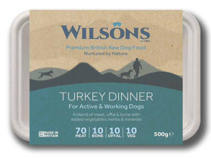 Wilsons Turkey Dinner Premium Raw Frozen Dog Food 500g Millie's Paws