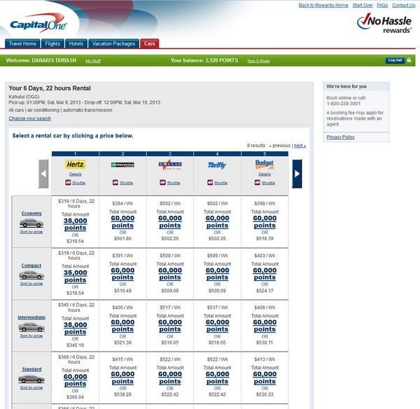 Capital One Car Rentals Million Mile Secrets