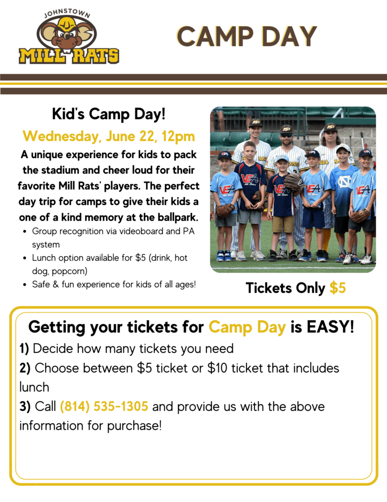 CAMP DAY at the Johnstown Mill Rats Mill Rats